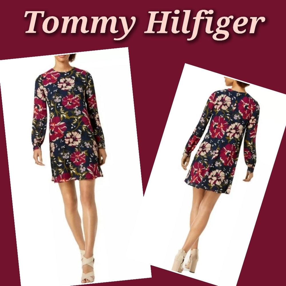 TOMMY HILFIGER Navy Floral A-Line Dress